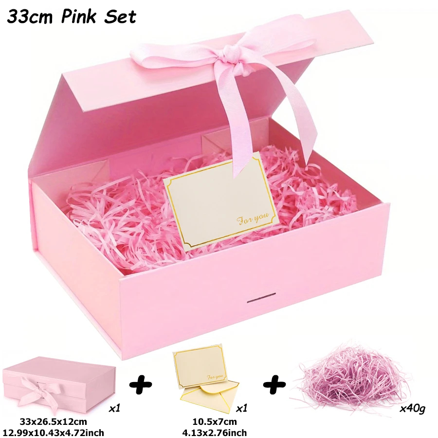 NONE 3 Größen erhältlich, luxuriöse magnetische Geschenkbox mit Deckel, Band, Lafite Grass, Grußkarte, Valentinstags-Geschenkverpackungsbox 10