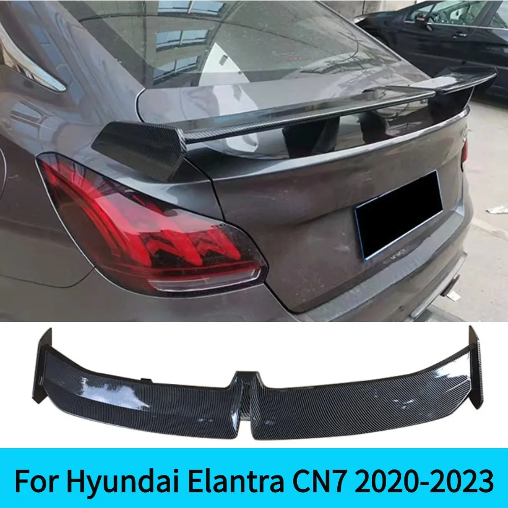 For Hyundai Elantra CN7 2020-2023 Sport Styling Carbon Fiber Rear Trunk Lid Lip Spoiler Wings - Car Bodykit Accessory Part
