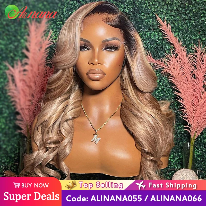 

Ombre Ash Blonde Colored HD 13x6 Lace Frontal Wigs Body Wave Pre-Plucked 5x5 Lace Closure Wig Human Hair Wig For Black Women