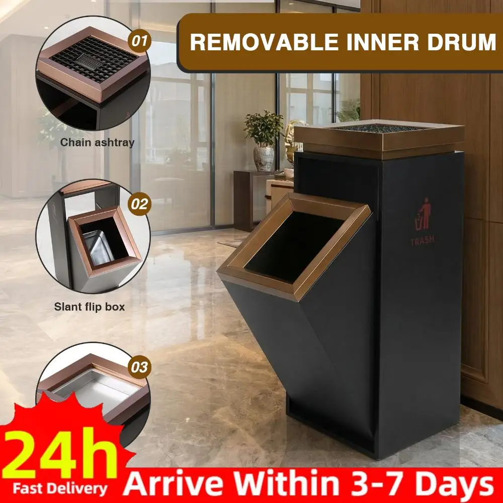 

Мусорное ведро из нержавеющей стали с пепельницей/крышкой и съемным внутренним контейнером, 29.53x11.02x11.02 дюйма, для парков и общественных мест