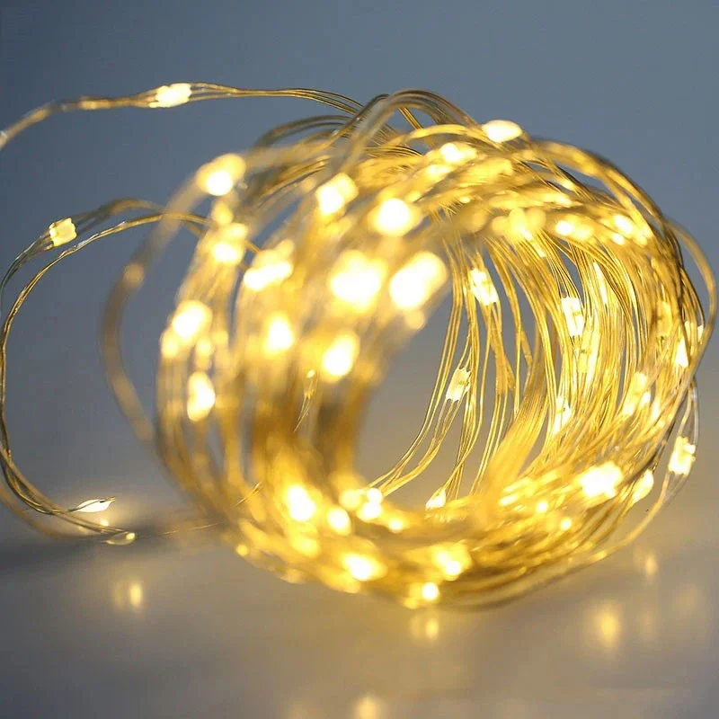 2/5/10M LED Copper Wire Light String Fairy Garland Battery Powered Garden Bedroom Party Wedding Christmas New Year Ornament