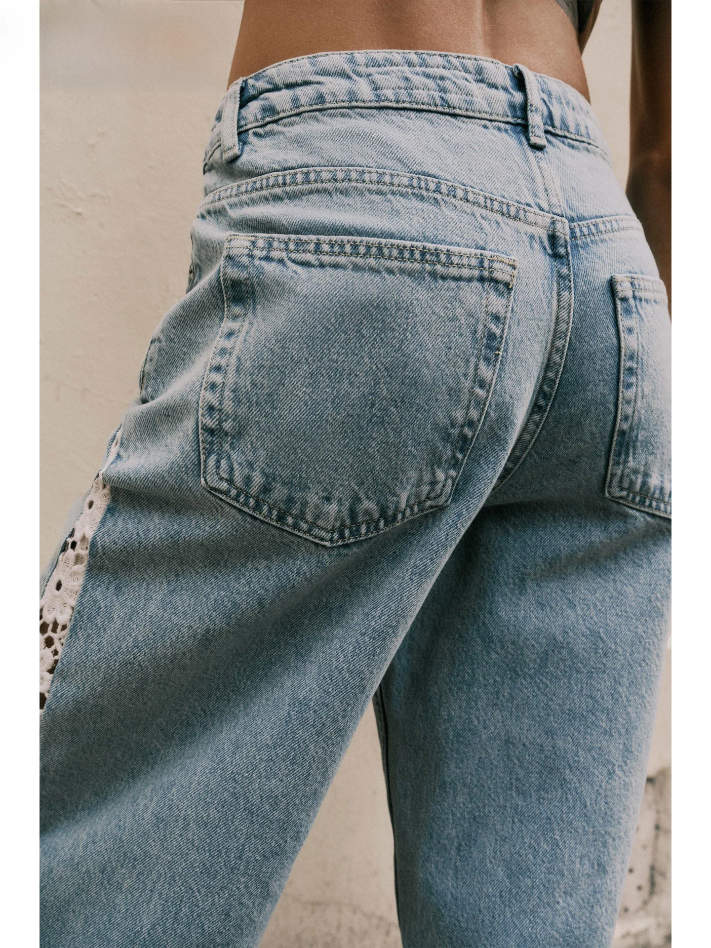 

ZAPRHA High Waist Wide Leg Denim Jeans 2025 Autumn New Sle Versatile Hook Needle Stripe Trim Splicing Casual Loose Fit