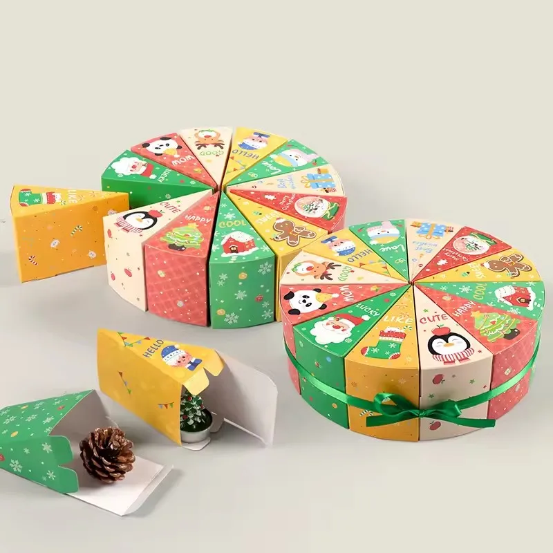 12/24 Stücke Weihnachten Süßigkeiten Geschenkbox Kreative Kuchenform Geschenkverpackung Box 2025, Weihnachtsfeier Dekoration DIY Adventskalender Box