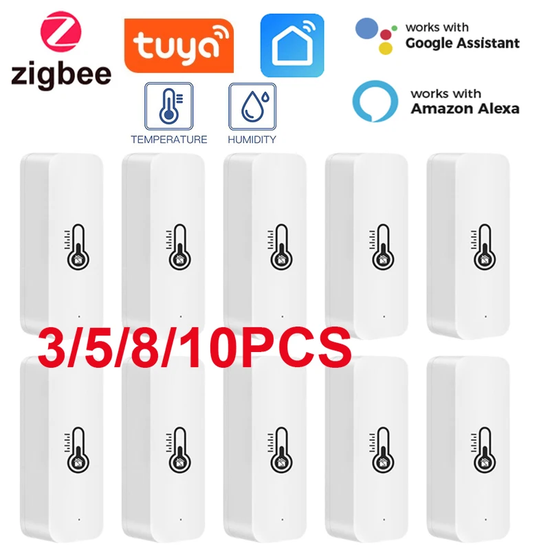 Tuya Zigbee Smart Temperature Humidity Sensor Indoor Hygrometer APP Remote Monitor Via Smart Life Works With Alexa Google Home