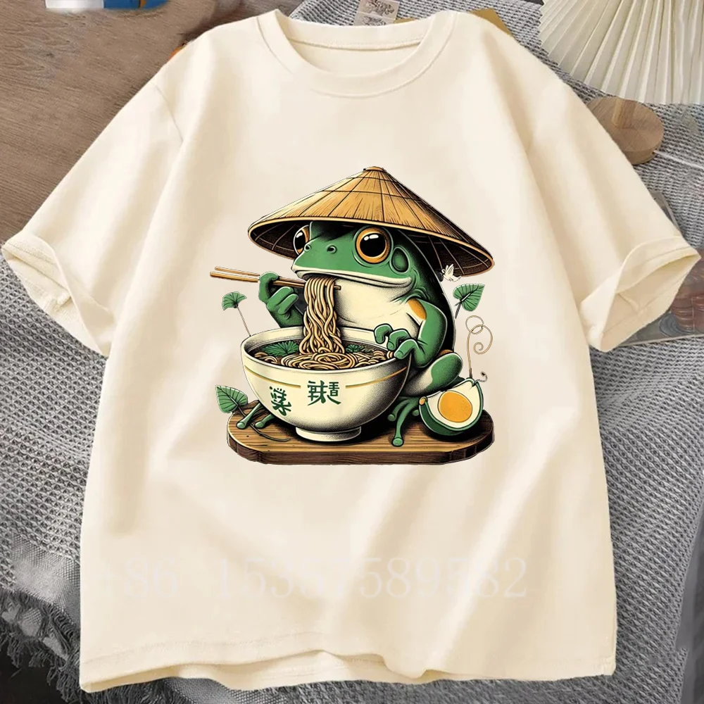 Kawaii Frog graphic Men'S Cotton T-Shirt O-Neck-Short Sleeve Te Top Vintage TShirt Unisex casual Tshirts Oversized streetwear