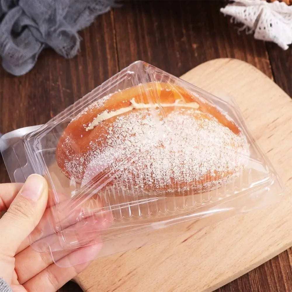 100Pcs New PET Sandwich Packing Box Clear with Lids Sandwich Triangle Case Reusable DIY Disposable Wrap Box Kitchen
