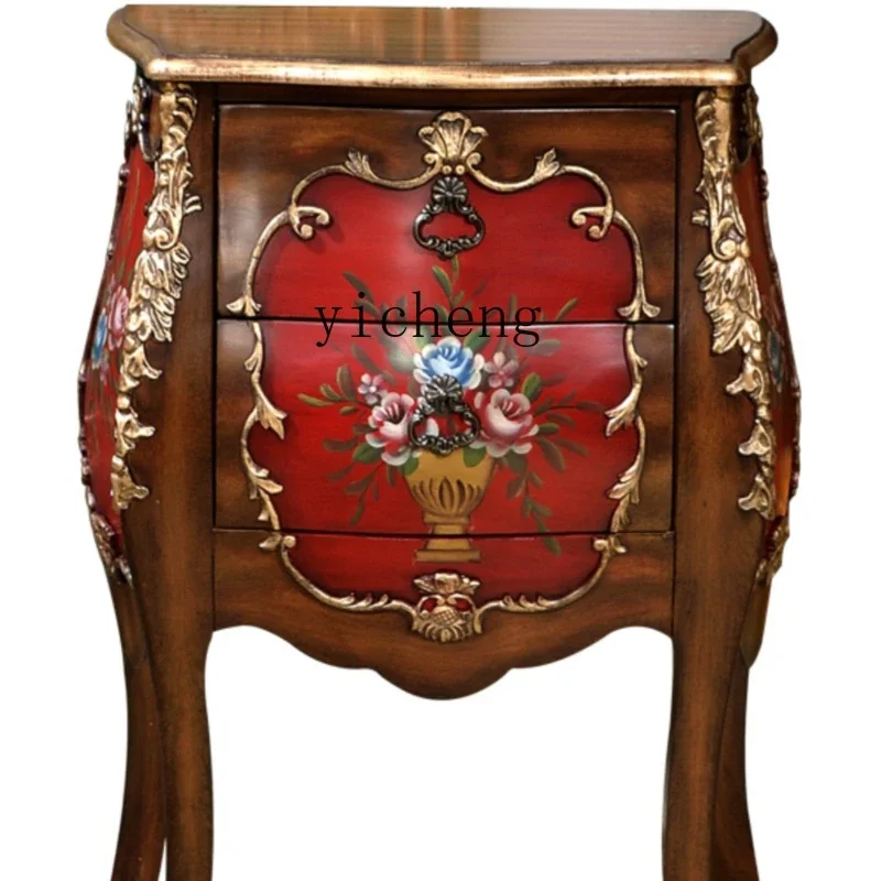 

YY American Style Small Side Cabinet Side Table Living Room Painted Vintage Sofa Corner Table Locker