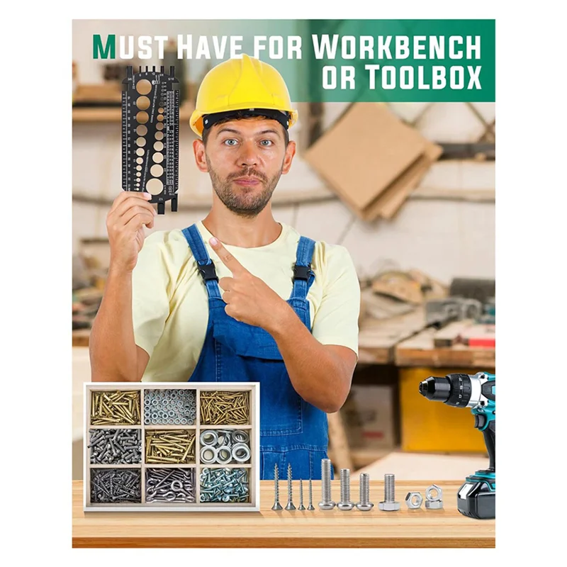 Болт PORK-2X (метрический и SAE), размер болтов для быстрого определения гаек и болтов, инструмент для измерения пластиковых болтов, черный