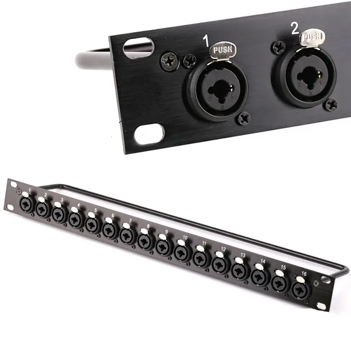 8 12 16 vias 8 portas rack remendo painel 1u gabinete alto-falante conector canon caso de vôo montagem para alto-falante speakon conector metal
