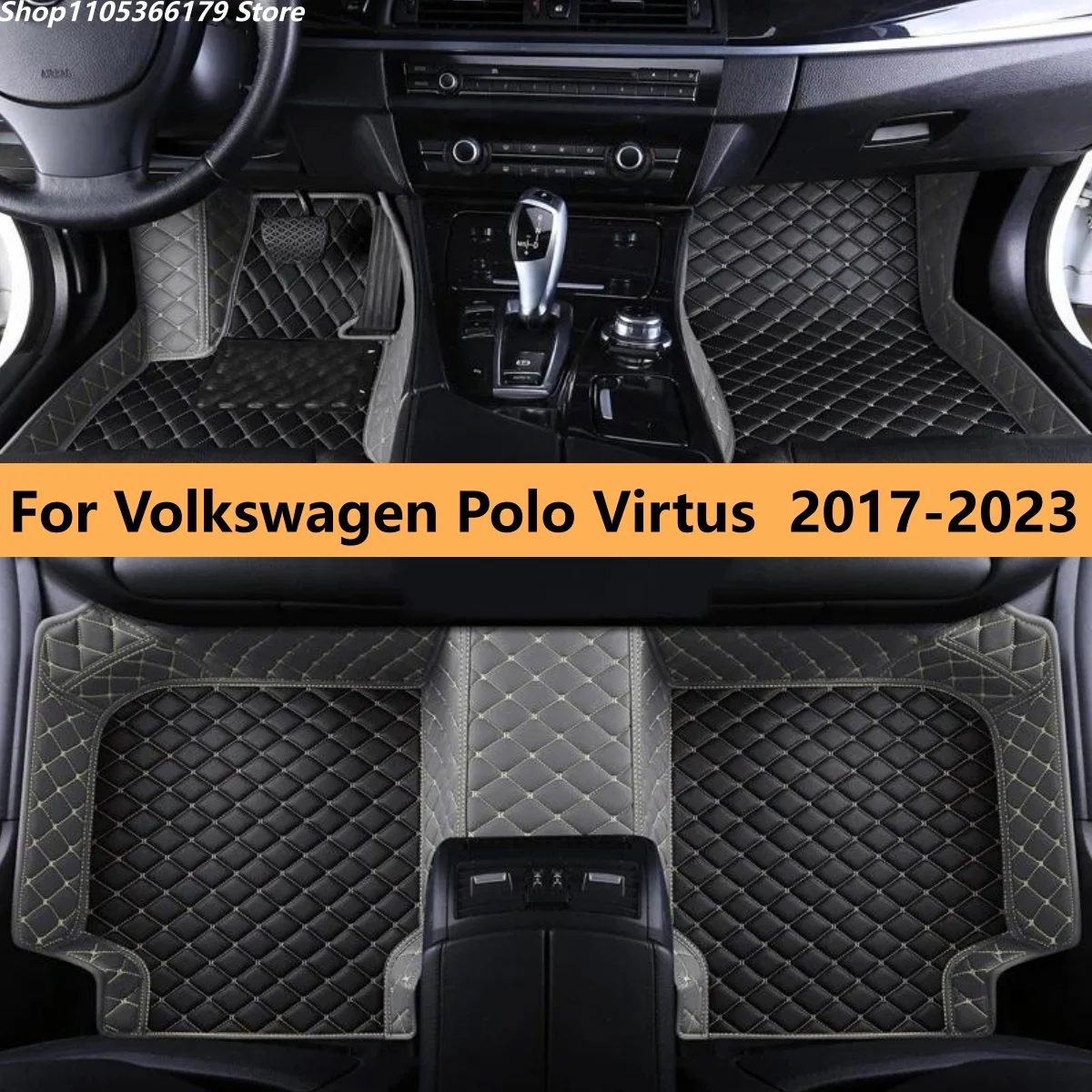

Автомобильные кожаные коврики для ног, подходят для Volkswagen Polo Virtus 2017-2023, автомобильные коврики, аксессуары для салона автомобиля