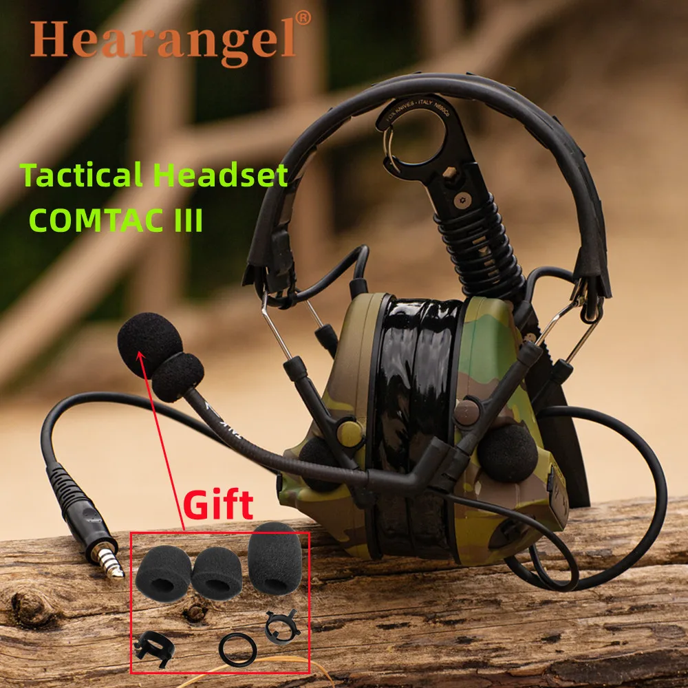 Tactical Headset COMTAC III Military Anti-noise Headphone Hunting Shooting Sport Airsoft Protective Earphone&U94 PTT for Baofeng