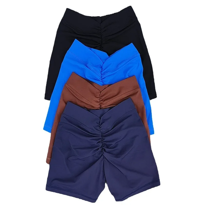 Sexy V-Back Shorts High Waisted Hip Lifting Yoga Shorts Women's Nylon Tight Fitting Shorts Training Sports Fitness Pants