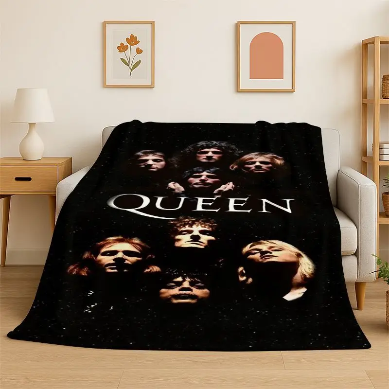 Retro Q-Queen Band Soft Flannel Throw Blanket,Warm Cozy Blanket for Bed,Couch,Sofa,Bedroom,Living Room,Travel,Picnic Camping