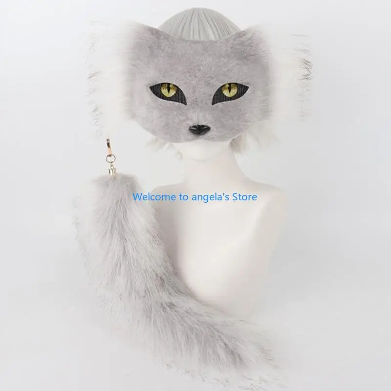 X4yc Craftable Cats เครื่องแต่งกายชุดอุปกรณ์เสริมด้วยหางที่ถอดออกได้สำหรับตัวละครคอสเพลย์ฮาโลวีนและโครงการศิลปะ