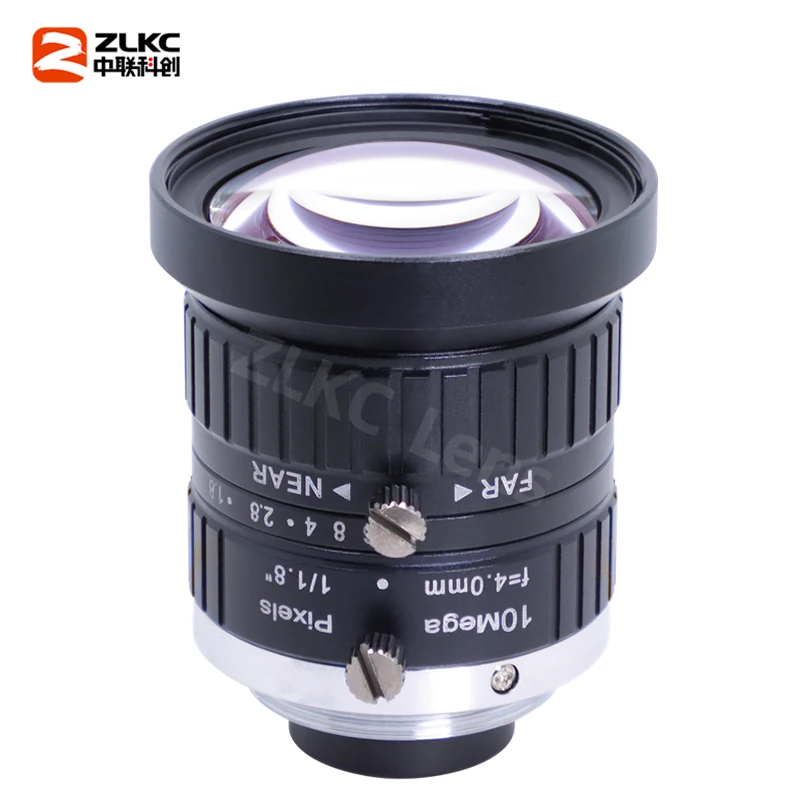 4mm Wide-Angle Lens 1/1.8 Inch Sensor Size F1.8 Manual Iris 10MP Low Distortion Machine Vision Lens C Mount for FA Camera