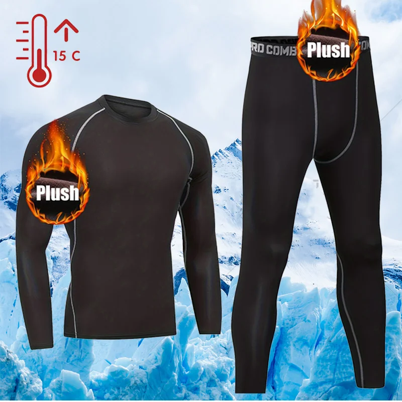 

MEN'S thermal underwear set, ski winter thermal base layer, tight long sleeves and round neck, motorcycle outdoor thermal suit