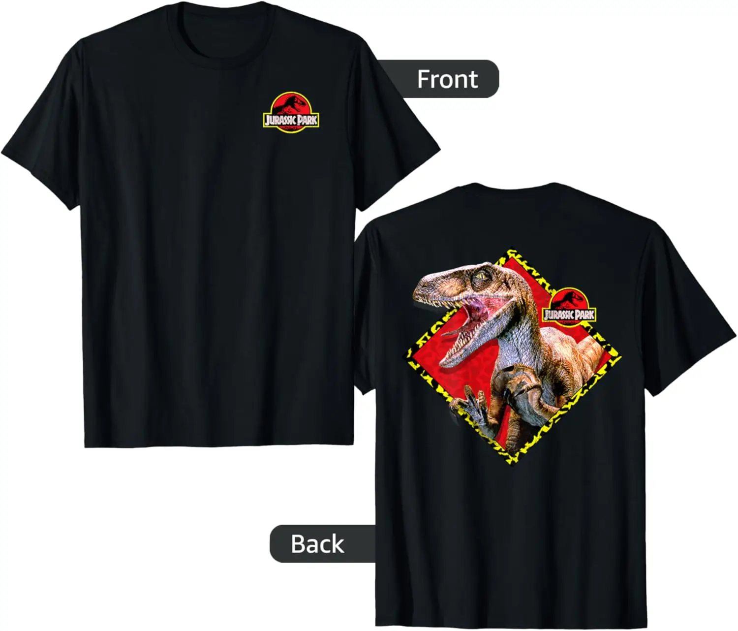 

Fashion style - Jurassic Park Left Chest Logo Back Cation Raptor T-Shirt T-Shirt