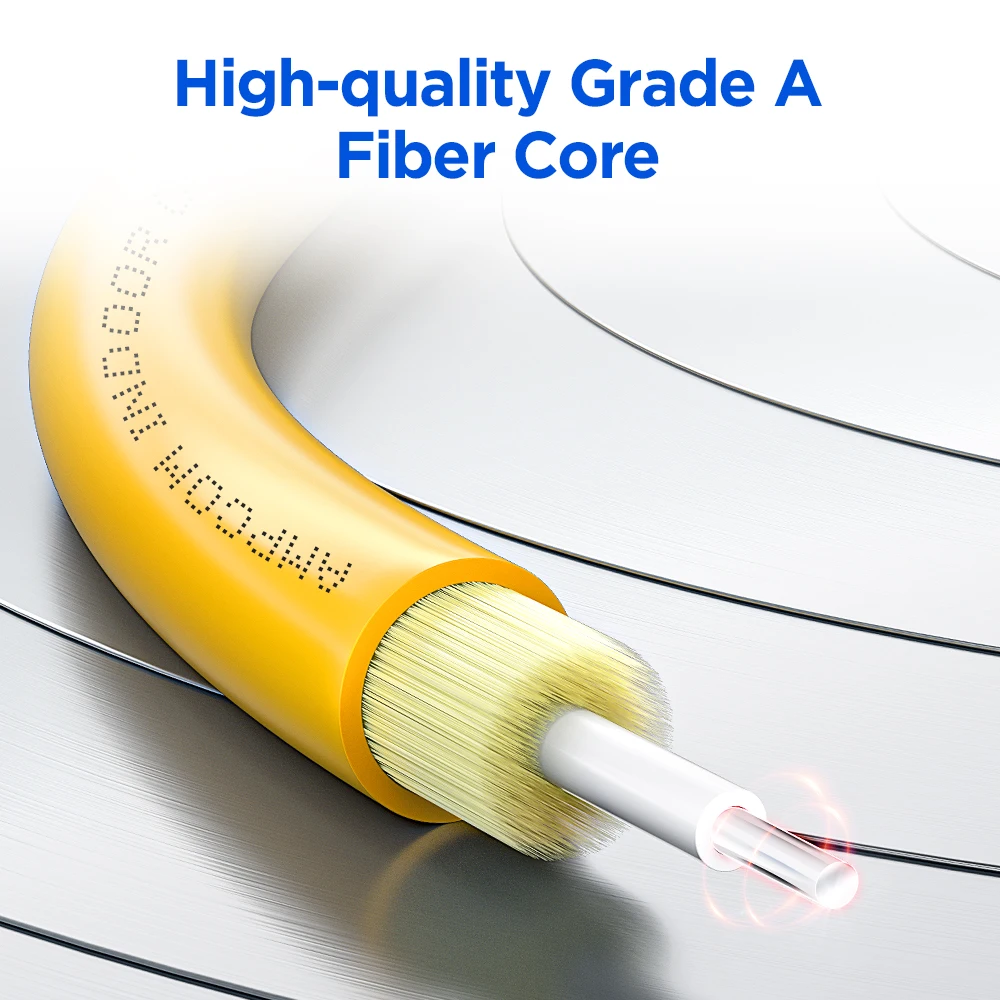 AMPCOM Fiber Cable LC to LC Single Mode Optical Fiber Jumper Duplex UPC 9/125μm, OS1/2 SMF 1/2/3/5/10/15 Meters LSZH OFNR
