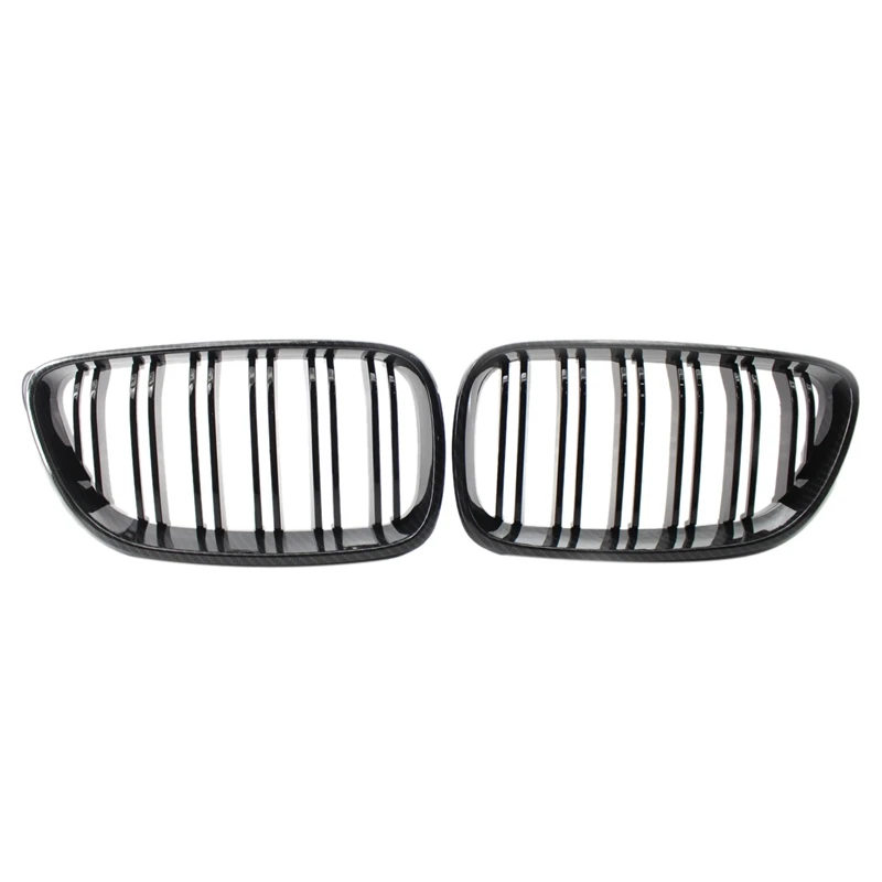 2X Carbon Front Bumper Grille Dual Line Grill For-BMW 2 Series F22 F23 M235I M240I F87 M2 2014+