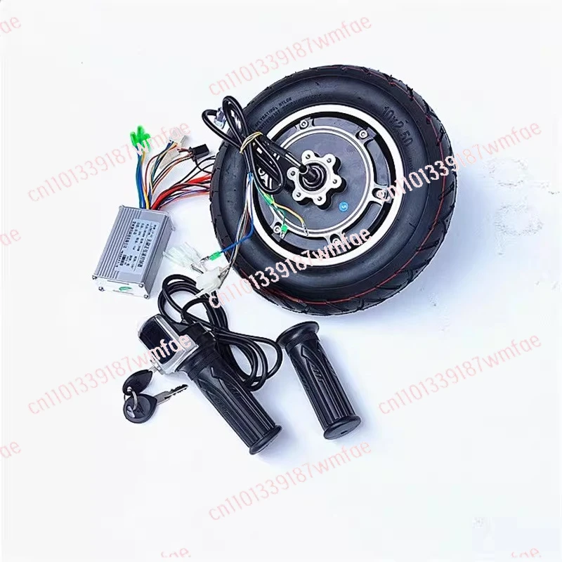

10-дюймовый электродвигатель для самоката 36В/48В, бесщеточный, с дисковым тормозом, контроллером, ротором — полный комплект для модификации задних колес