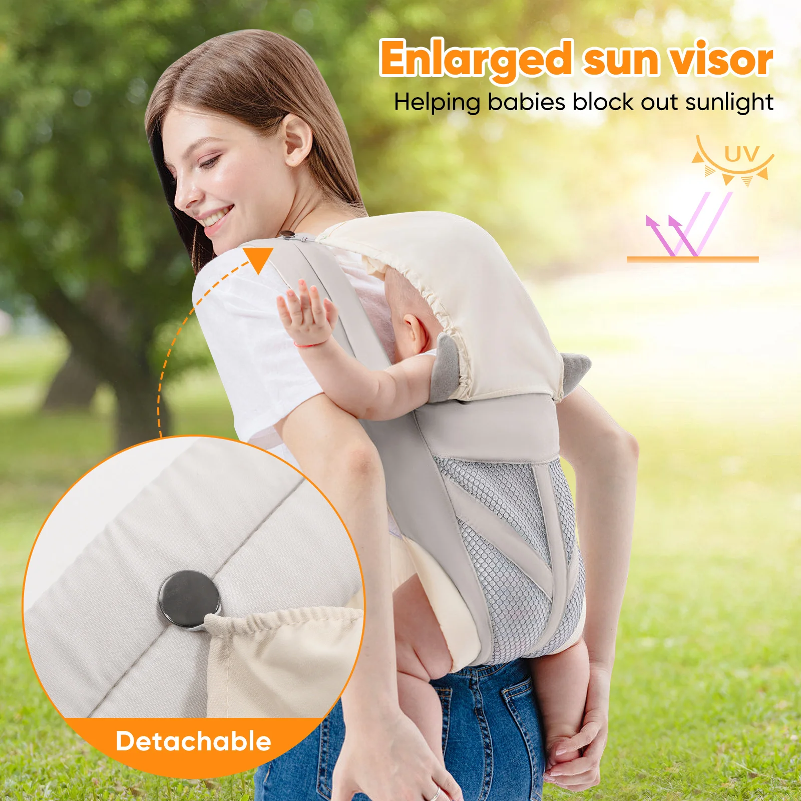 Gendongan Bayi Abu-abu Ringan Untuk Bayi Baru Lahir Hingga Balita Gendongan Katun Lembut Untuk Perjalanan Penggunaan Luar Ruangan