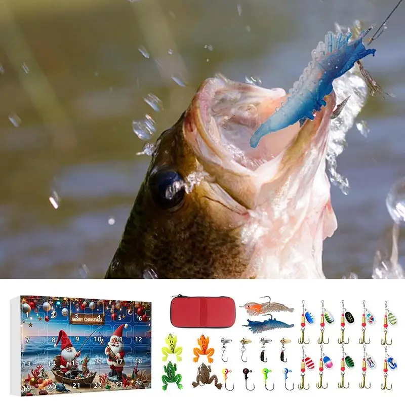 Fishing Tackle Advent Calendar 24 Day Christmas Advent Calendar Fishing Tackle Box Kit Creative Christmas Fishing Set Gifts