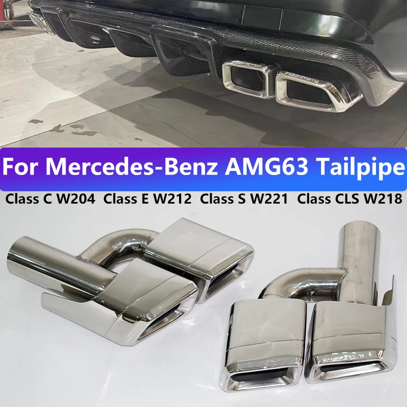 

Для Mercedes-Benz E-Class W212 C-Class W204 CLS-Class W218, модификация выхлопной трубы AMG 63, квадратный черный глушитель из нержавеющей стали