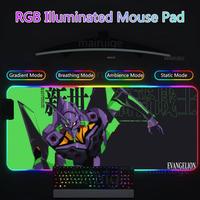 Anime Evangelions  Mouse Pad RGB Mouse Pad Extended Gaming Keyboard Seven Colors LED Mats Large 1000x500mm XXL Gamer