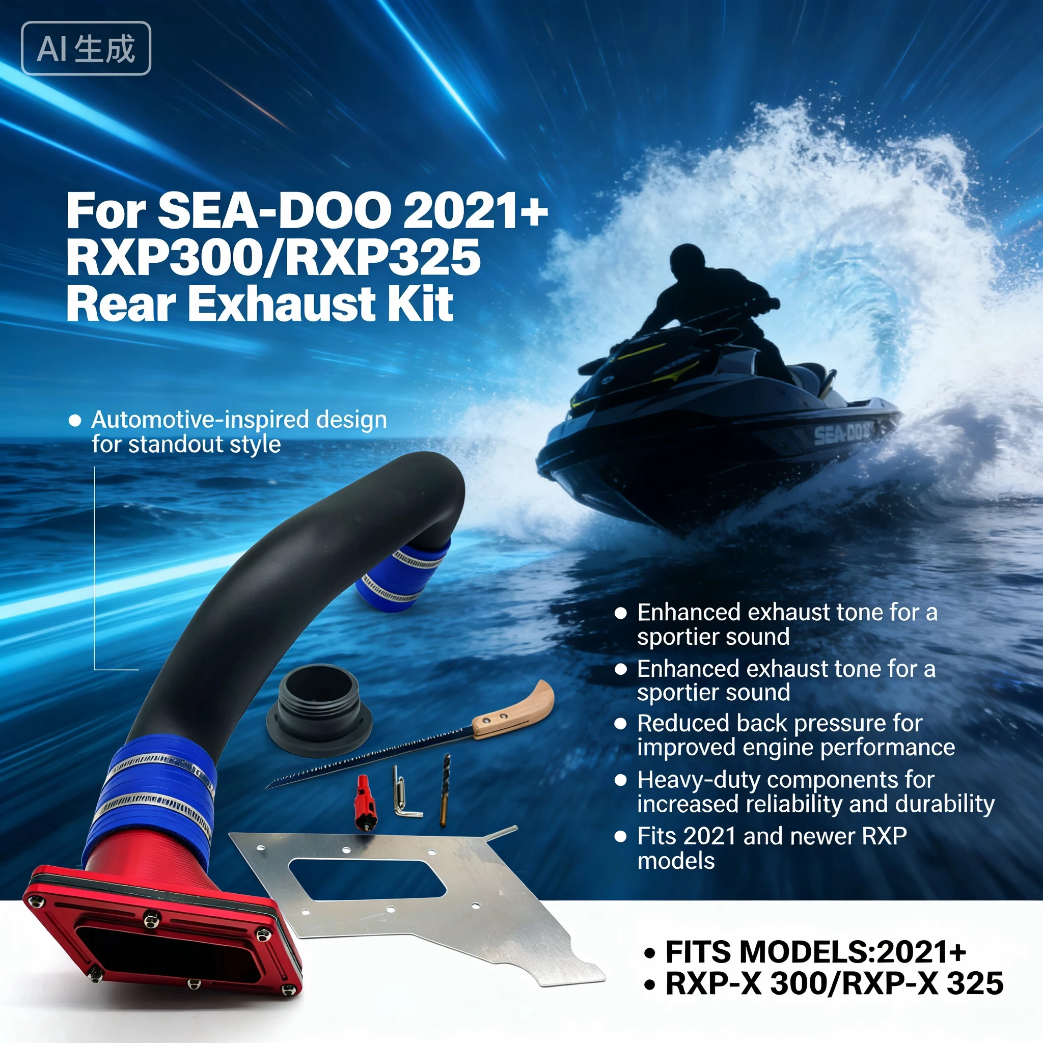 

For Seadoo RXP-X 300 &325 2021-2026 Rear Exhaust Kit