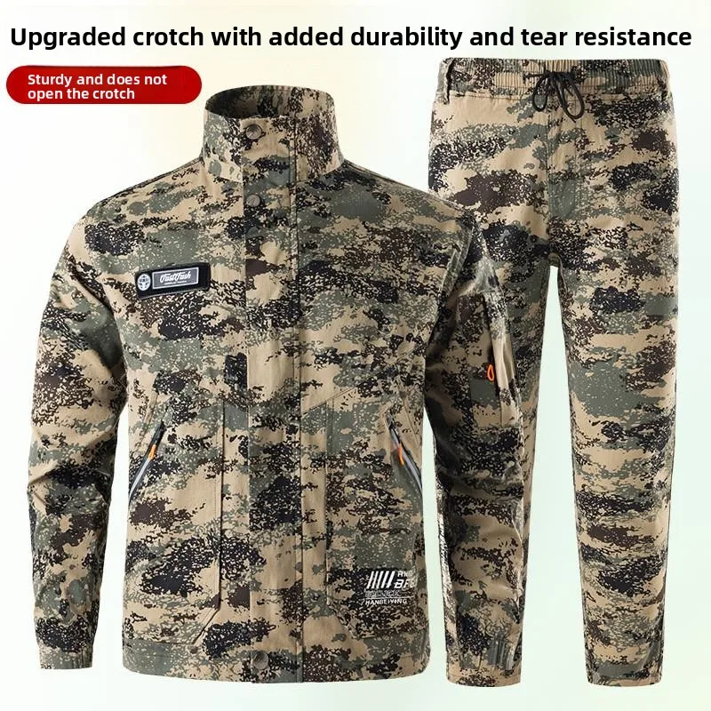 

Новый мужской рабочий костюм из хлопка с камуфляжным принтом, прочная защитная одежда для стройплощадки, весна-осень, 100% хлопок