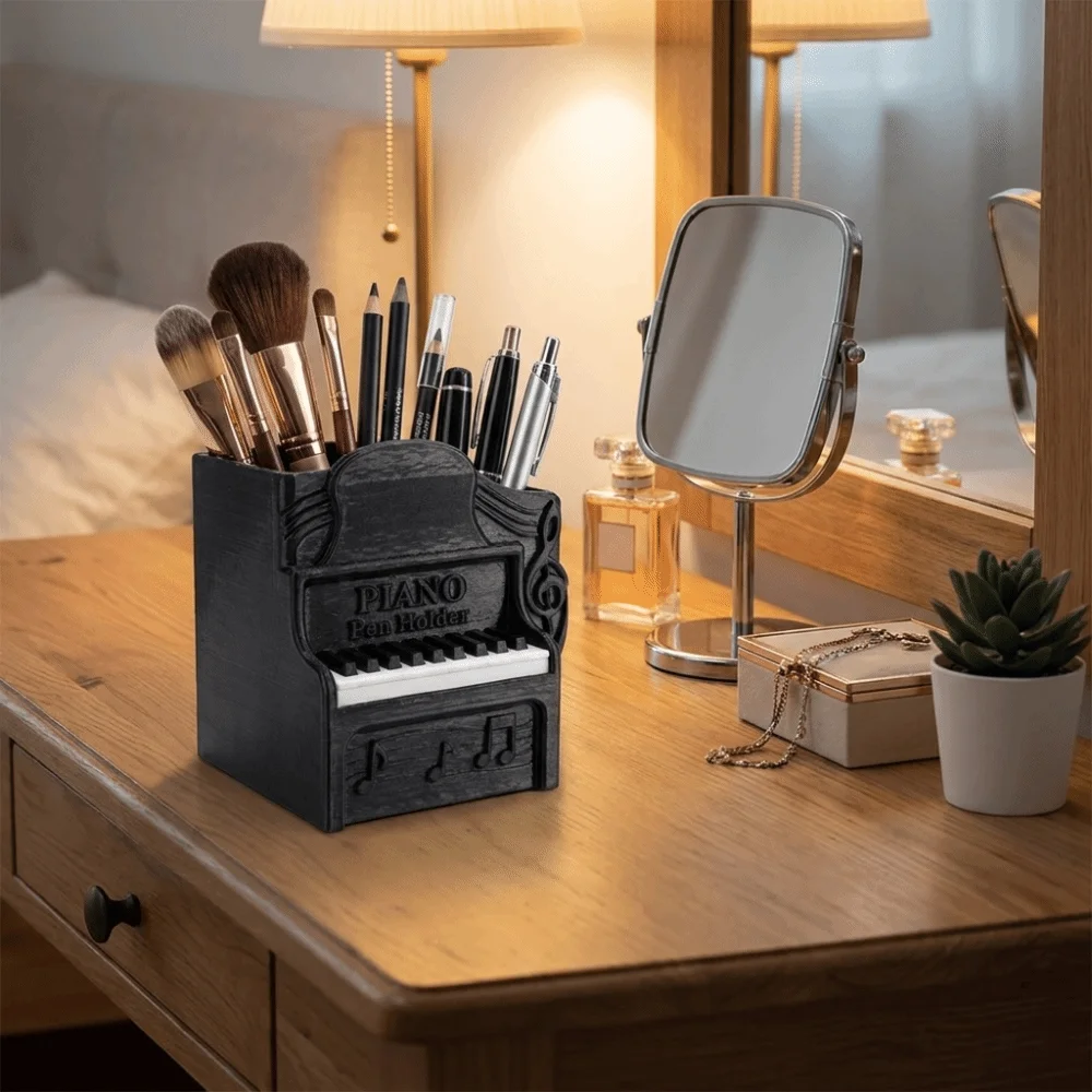3D Printed Piano Pen Holder Unique Plastic Piano Shaped Storage Box Creative Desk Organizer Desktop Organization