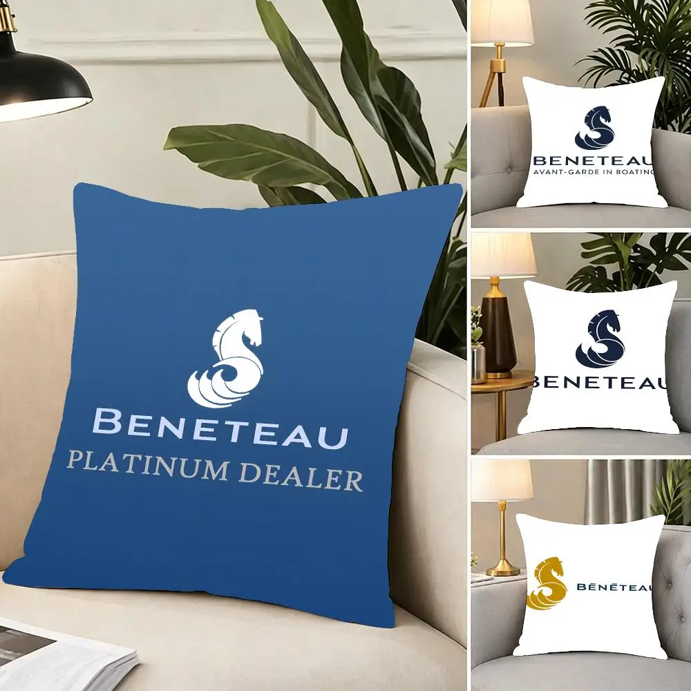 Brand Yacht Beneteau Yachts Cushion Cover Portable floor cushion for travel Yoga Minimalist text 2way tricot