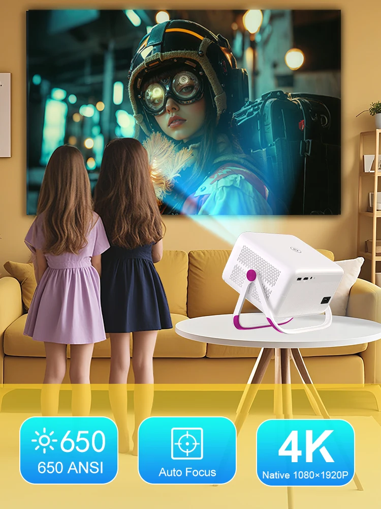 

2 шт. 4K 650 ANSI проектор с автофокусом Android 11 H713 Wi-Fi6 BT5.2 портативный уличный видео 1080P HD проекторы для умного домашнего кинотеатра