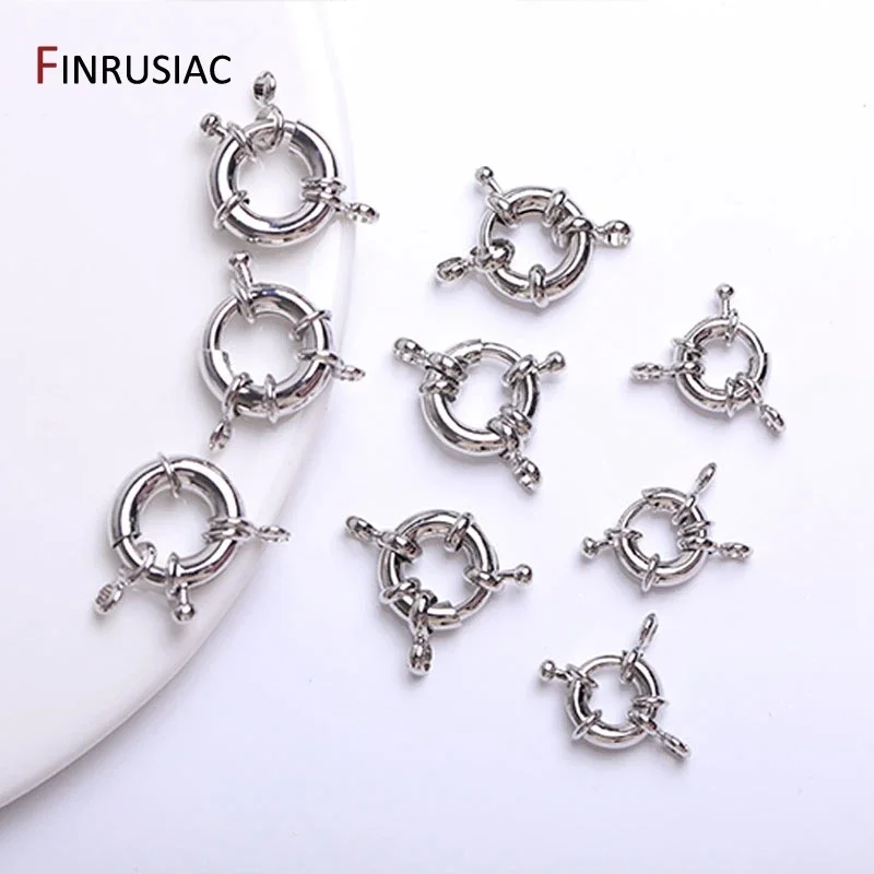 Trendy 18K Gold Plated Brass Metal Round Spring Clasps Steering Wheel Sailor Clasp For Jewelry Making Fittings Wholesale