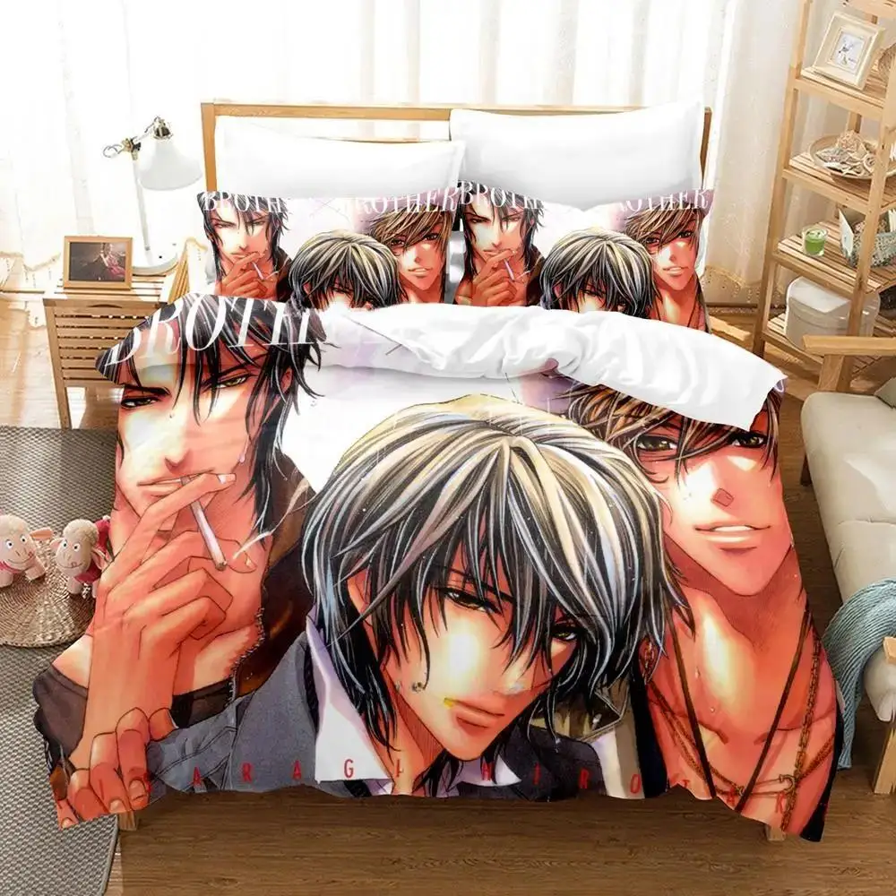 

Brother X Brother Bedding Set Single Twin Full Queen King Size Bed Set Adult Kid Bedroom Duvetcover Sets 3D Anime Bed Sheet Set