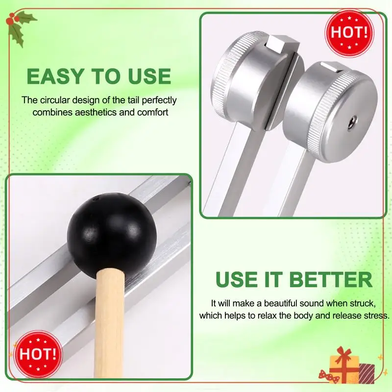 ABLE-Professionelle 95-Hz-Stimmgabel mit Silikonhalter und Hammer für Yoga und Klangheilung