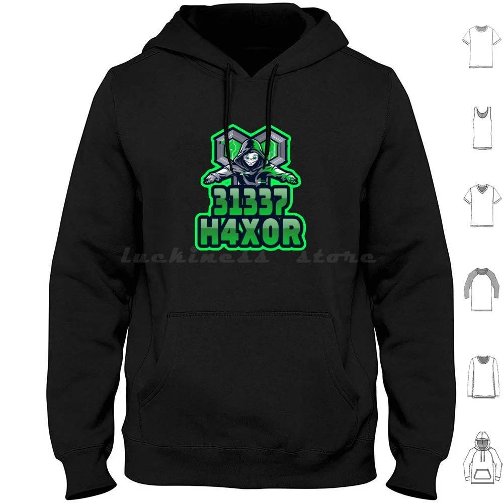 Cyber Security-31337 H4x0r Green Hoodie cotton Long Sleeve Hacker Ethical Hacker Devops Linux Geek Linux Cyber Security