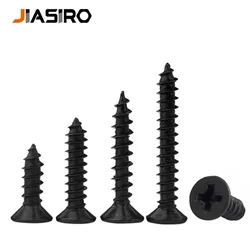 50Pcs M1 M1.4 M1.7 M2 M2.3 M2.6 M3 M4 Black Cross Recessed Countersunk Flat Head Self-tapping Screws Phillips Wood Screw