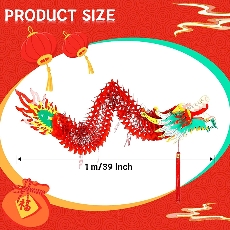 Lentera Naga 3d dekorasi gantung Tahun Baru Cina Diy ornamen pesta malam Tahun Baru Festival Musim Semi dalam ruangan halaman Eave