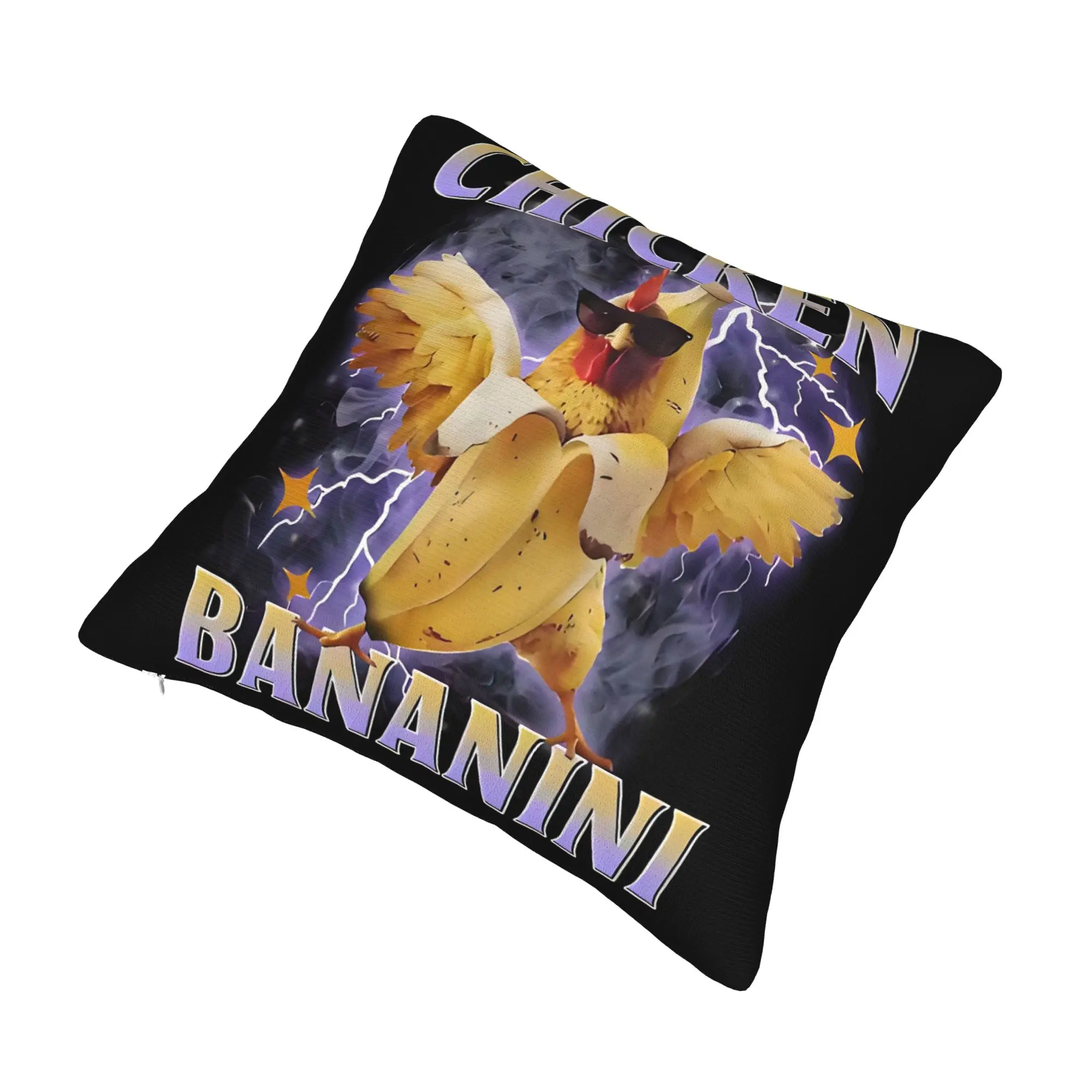 Meme Chicken Bananini Cushion Cover 40x40cm Polyester lightning Throw Pillow for Sofa Car Square Pillowcase Home Decorative