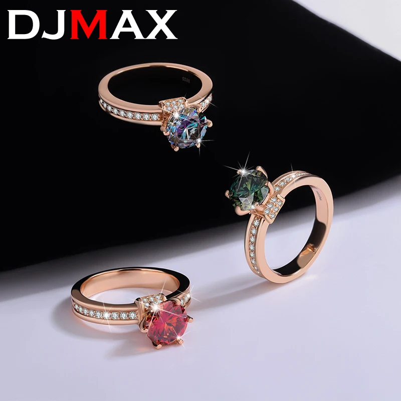 2023 New DJMAX Original 925 Sterling Silver Multiple Styles Lady's Elegant Diamond Rings 2CT Moissanite Diamond Rings For Women