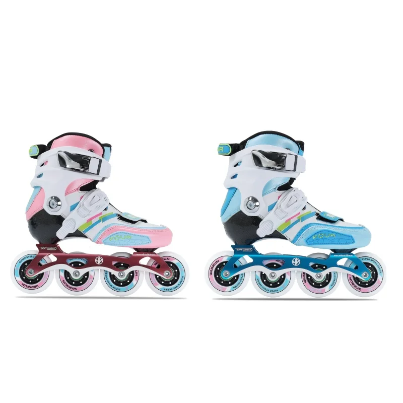 WARRUN V4 Carbon Fiber Kids FSK Slalom Skates Shoes 4 Wheels Inline Skating Patines Pink Blue Boys Girls Daily Roller Sneakers