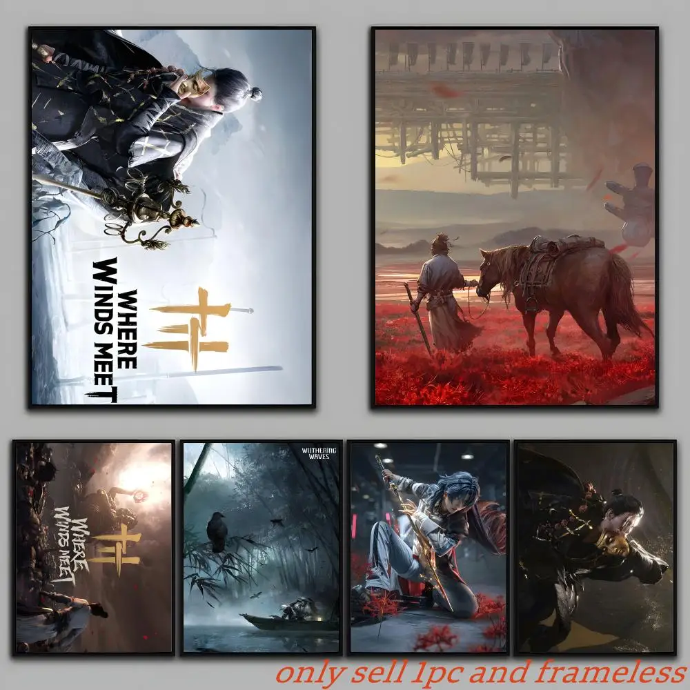 Chinese martial arts games W-Where Winds Meet Poster Wall Art Sticker Mural Print Decorative Poster for Living Room Home Decor