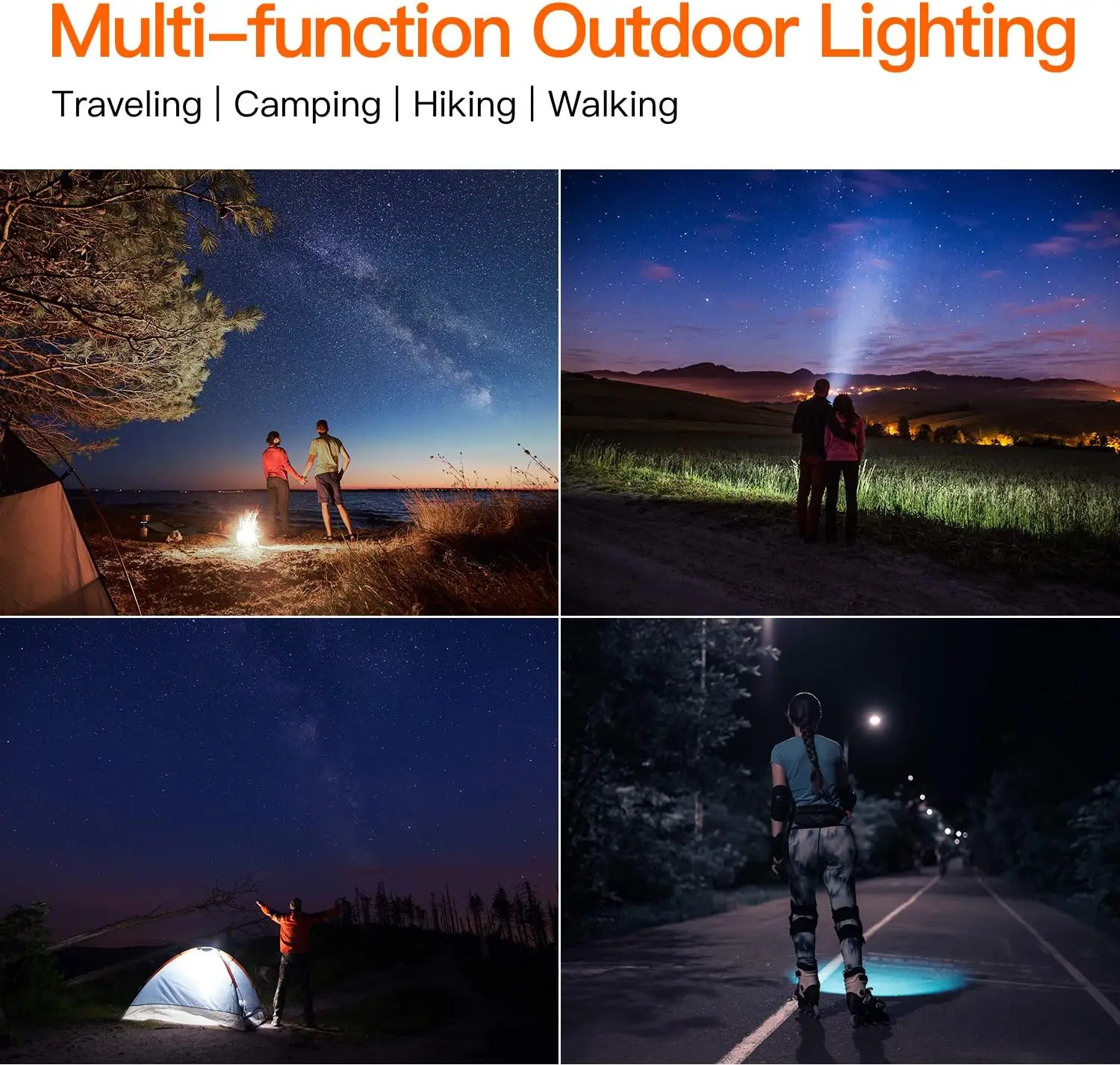 充電式スポットライト、1000000ルーメンのアルミニウム合金ボディを備えたハンドヘルド懐中電灯、屋外使用に最適な軽量で超高輝度