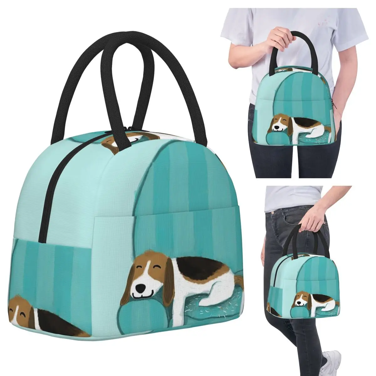 

Happy Couch Dog, милый бигль, изолированная сумка для обеда для женщин, офисный холодильник, термоящик для еды, сумка, герметичные коробки для завтрака, контейнер