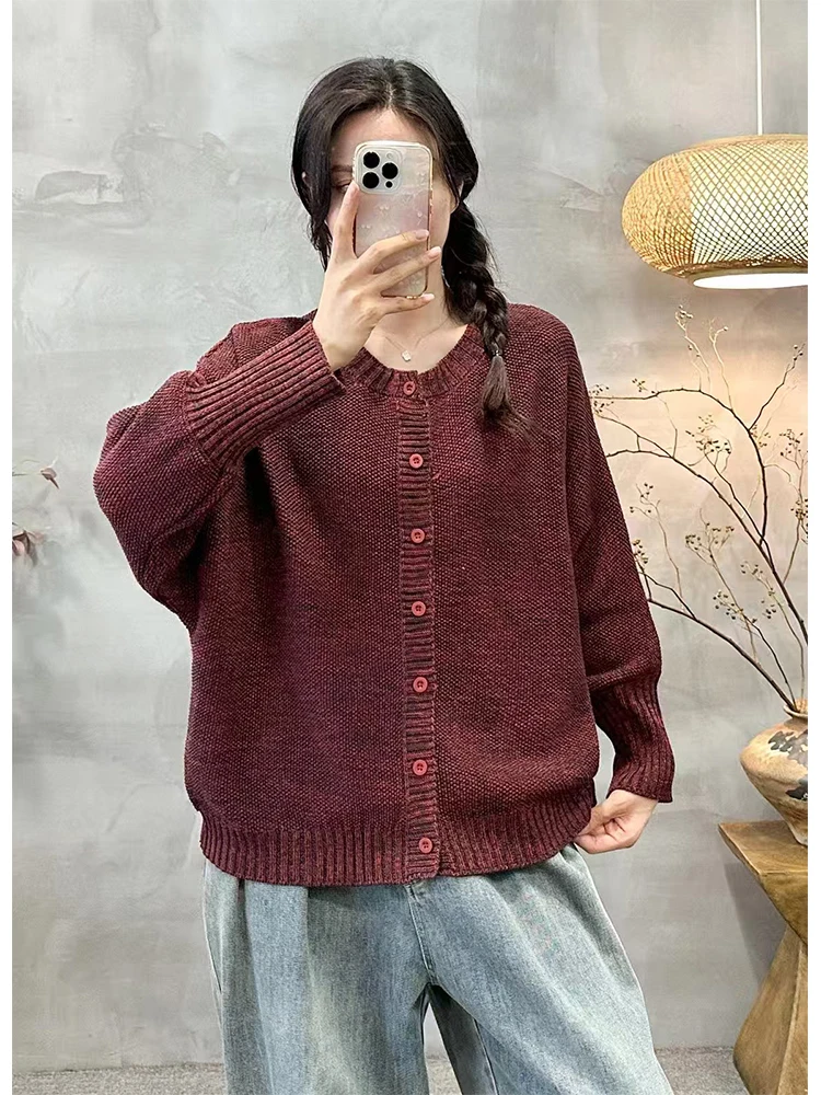 Amax LuluE-suéteres lisos de moda coreana para mujer, cárdigans holgados y cálidos de ocio clásicos, prendas de punto de algodón navideñas elegantes para mujer