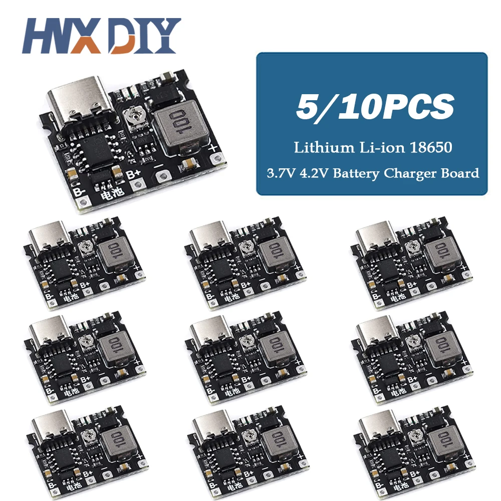 1-10pcs/ Lithium Li-ion 18650 3.7V 4.2V Battery Charger Board DC-DC Step Up Boost Module TP4056 DIY Kit Parts