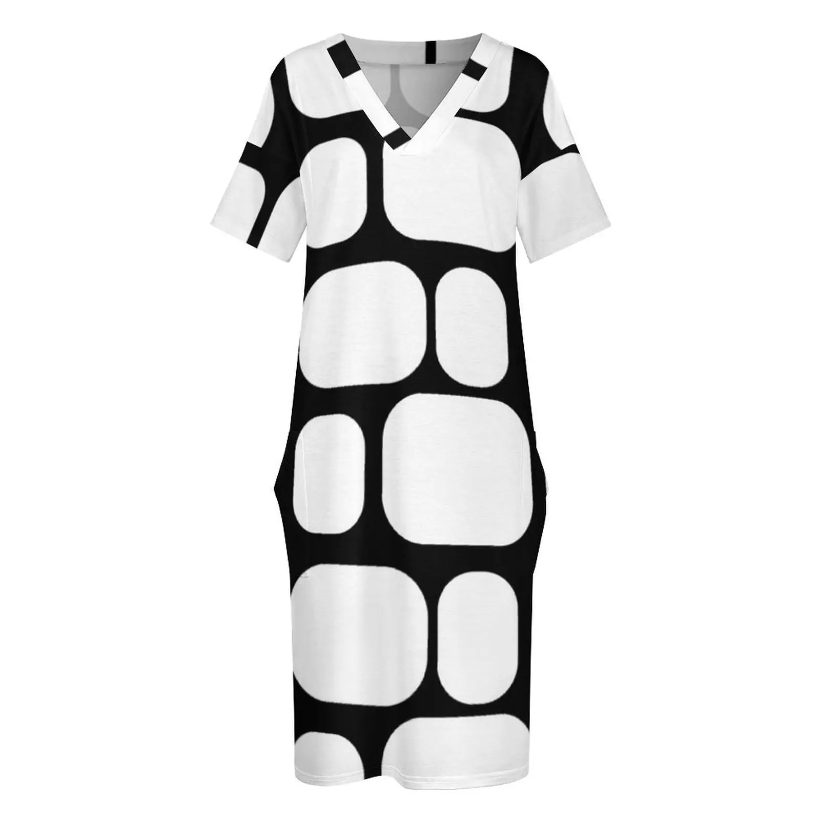 فستان جيب فضفاض مطبوع عليه كتلة مستوحاة من منتصف القرن فستان صيفي تنورة صيفية يومية ملابس نسائية