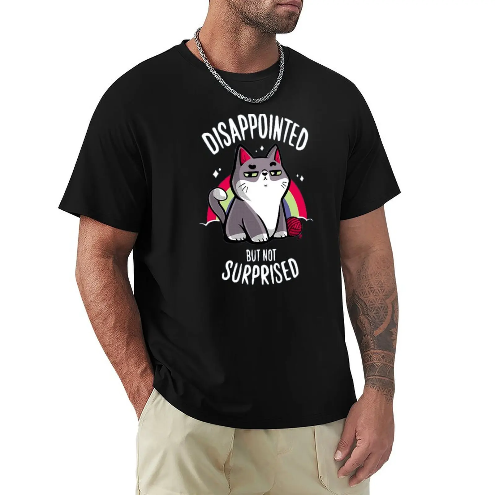 T-shirt décontracté pour chat, grande taille, avec inscription « Déçu mais pas surpris »