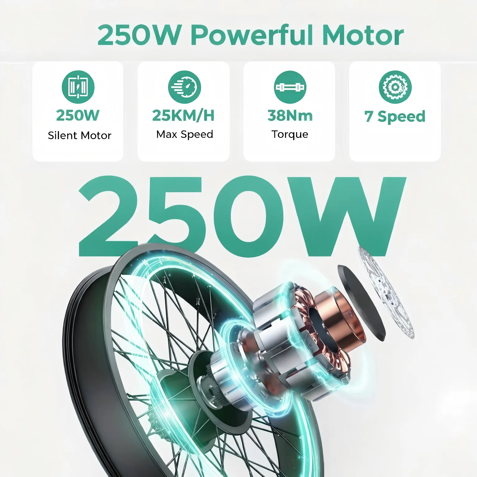 HillMiles MileCity 1 Bicicleta Eléctrica de 26", 250W 38Nm 36V13Ah con Batería Extraíble, Autonomía de Hasta 80–100 Km, 7 Velocidades, Suspensión Delantera, Freno de Disco Mecánico, Bicicleta Eléctrica Urbana, 25km/h EPAC, Verde